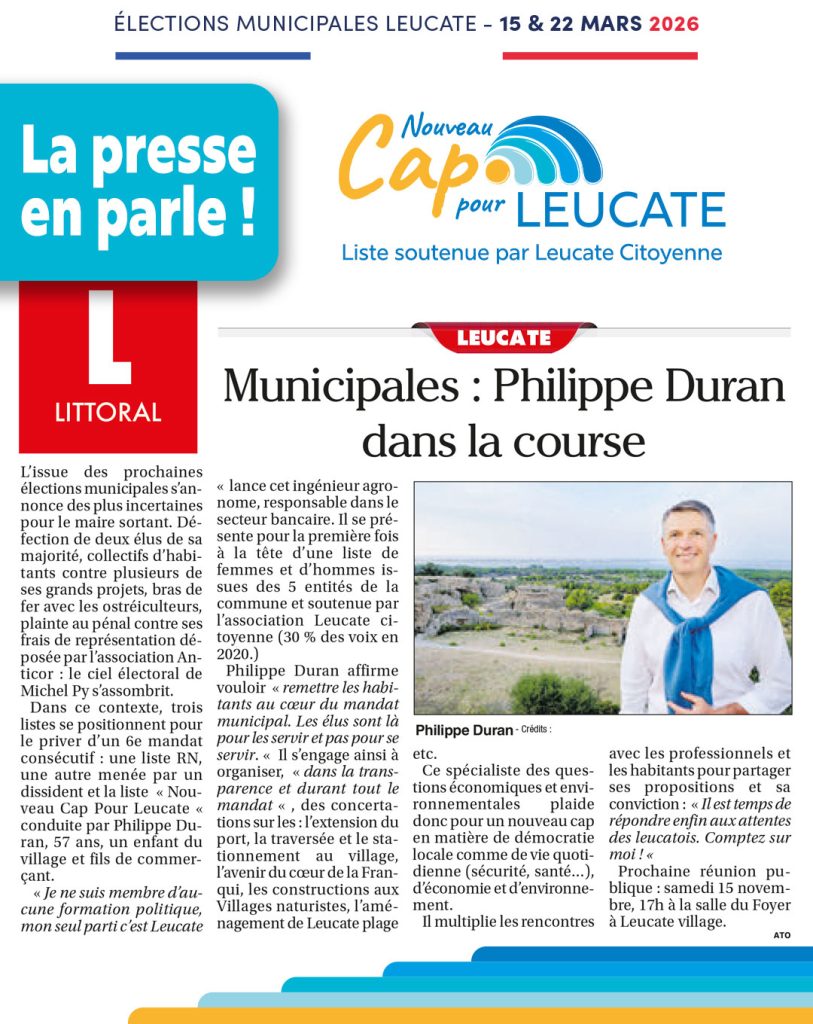 Article de presse Municipales : Philippe Duran dans la course